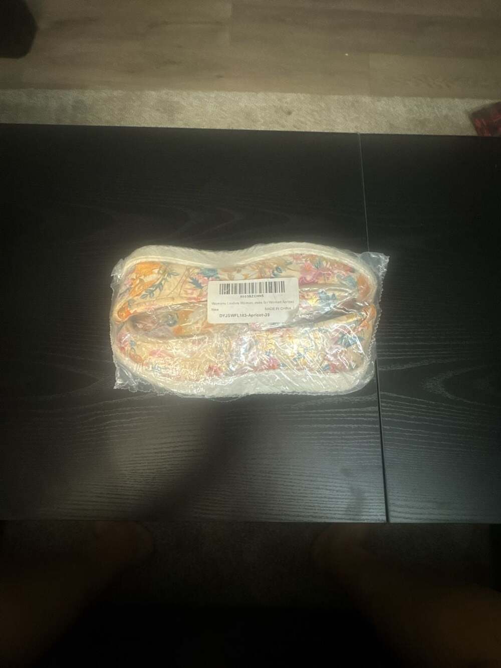 Womens Loafers Canvas Floral Print Apricot Size 39
